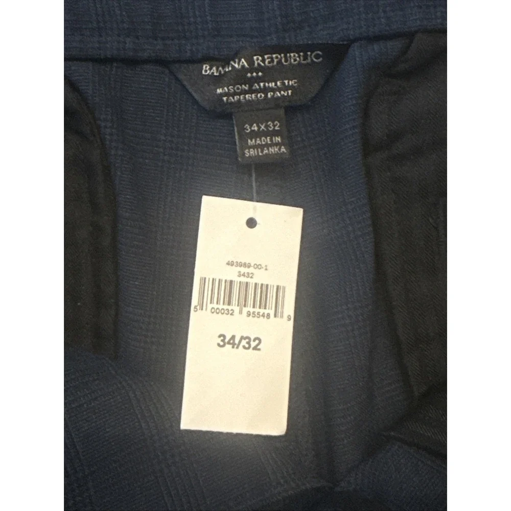 Banana Republic Pants Mens 34x32 Blue Mason Athletic Tapered Elastic Waist NWT